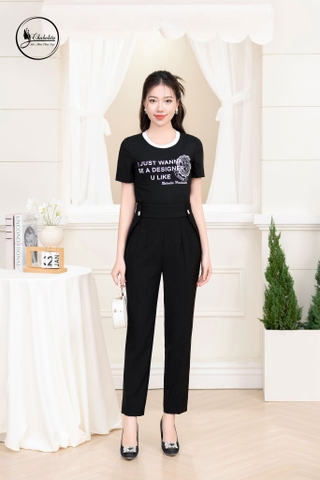 Quần baggi cách điệu màu đen