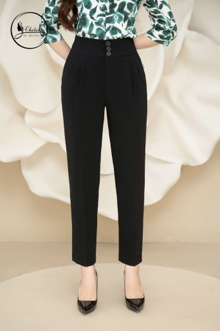 Quần baggy 2ly cạp 3 cúc màu đen