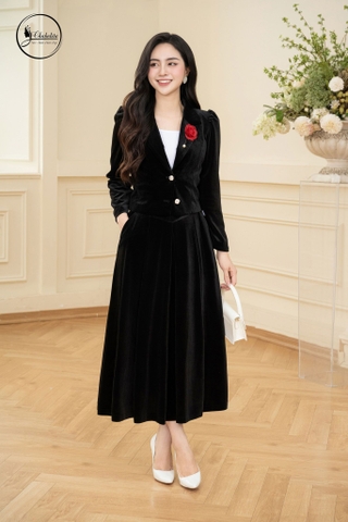 Áo vest nhung dáng ngắn màu đen