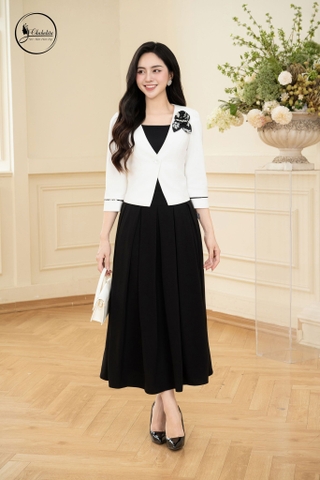 Áo vest 1 khuy tay lỡ màu trắng