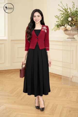 Áo vest 1 khuy tay lỡ màu đỏ