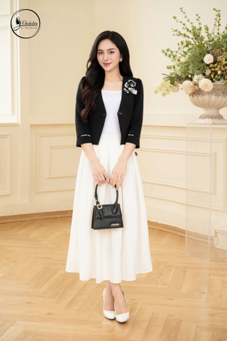 Áo vest 1 khuy tay lỡ màu đen