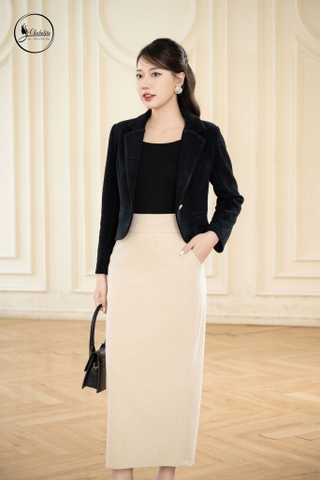 Áo vest dạ dài tay màu xanh