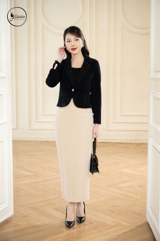 Áo vest dạ dài tay màu xanh