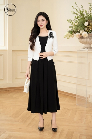 Áo vest 1 khuy tay lỡ màu trắng