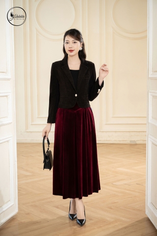 Áo vest dạ dài tay màu nâu