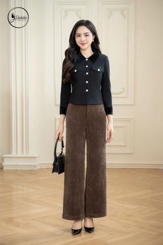 Áo vest dạ dài tay màu đen