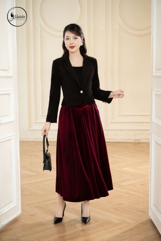 Áo vest dạ dài tay màu nâu