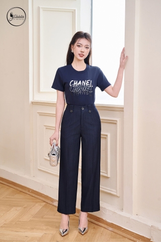 Áo cotton CHANEL màu tím than