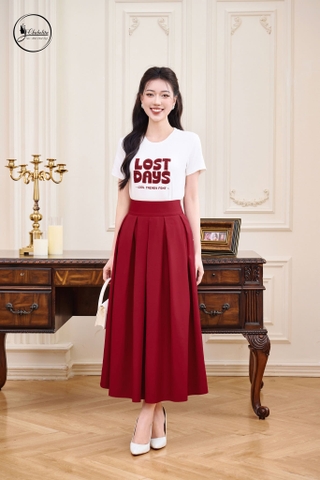 Áo cotton LOST DAYS dáng dài màu trắng