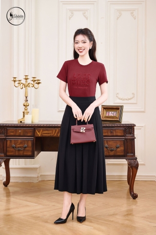 Áo cotton LOST DAYS dáng dài màu đỏ