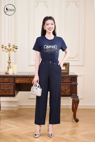 Áo cotton CHANEL màu tím than