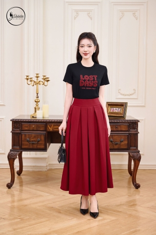 Áo cotton LOST DAYS dáng dài màu đen