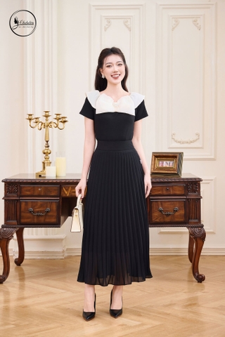 Áo trễ vai cách điệu màu đen