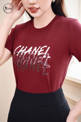 Áo cotton CHANEL màu đỏ