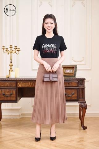 Áo cotton CHANEL màu đen