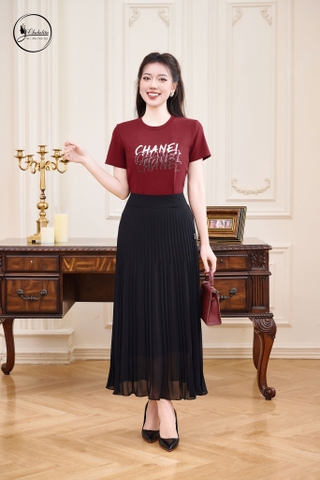 Áo cotton CHANEL màu đỏ