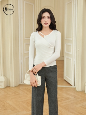 Áo cotton khuy sườn màu trắng