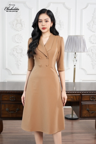 Đầm can eo màu be