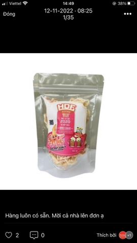 Mực xé sợi hấp dừa ZoZo HDF Foods gói 50g