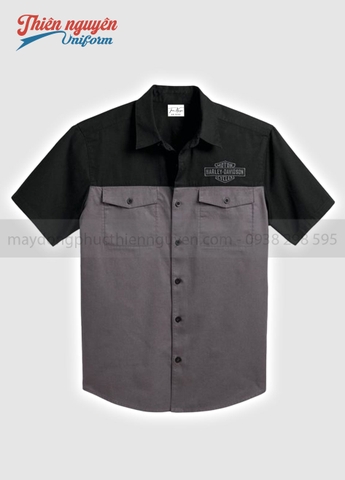 đồng phục studio màu đen phối xám