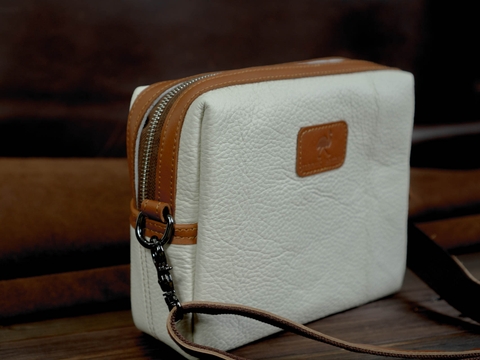 Túi đeo chéo unisex Box bag màu trắng Manuk Leather