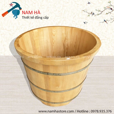 Bồn tắm gỗ Thông tròn bo viền