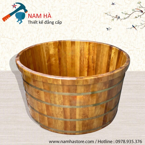 Bồn tắm gỗ Pơmu 2 người dáng tròn