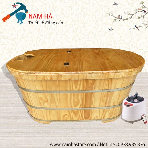 Bồn tắm xông hơi gỗ Thông dáng Oval