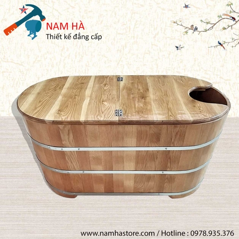 Bồn tắm xông hơi gỗ sồi dáng nằm