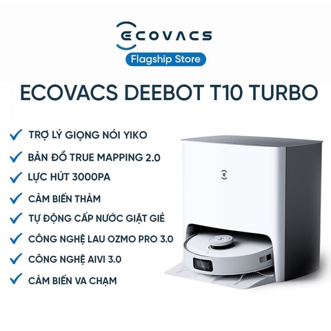 Robot hút bụi lau nhà Ecovacs Deebot T10 Turbo - tự động giặt giẻ lau