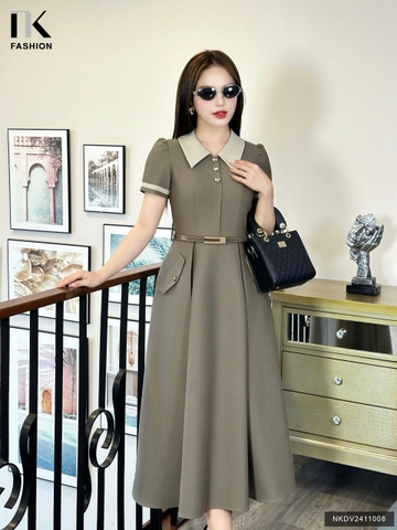 Đầm Phối Cổ Lady Nữ Tính Vải Mềm Mịn NKDV2411008 ( Ko kèm PK)
