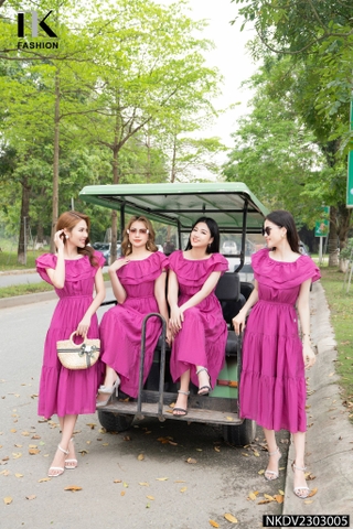 Đầm Bèo Tầng Tơ Mặc Hai Kiểu Nk - Fashion NKDV2303005