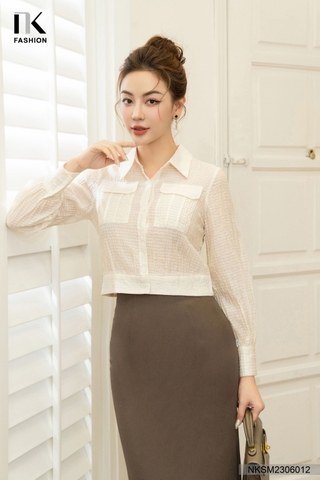 Áo Sơ Mi Cộc Tay Cổ Đức Bo Gấu NKSM2306012