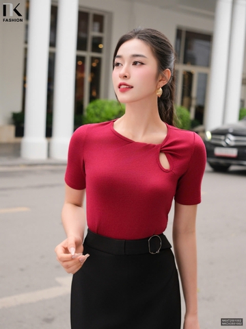 Áo Thun Xoắn Cổ NK Fashion Công Sở Nữ Thanh Lịch, Nữ Tính Vải Mềm Mịn NKAT2501002