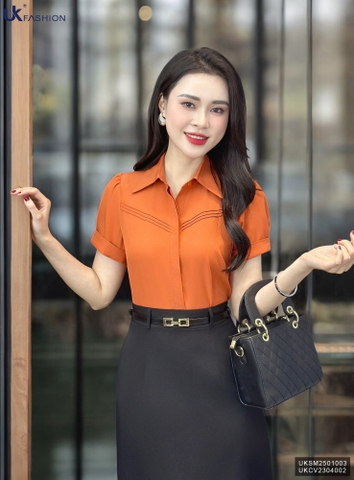 Sơ mi chéo ngực cổ đức cơ bản, dễ mặc, dễ phối đồ UKSM2501003 ( Ko kèm CV/ Quần + Phụ kiện)