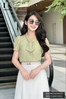Áo Sơ Mi Nơ Cổ Bấu Mí NK Fashion Công Sở Nữ Thanh Lịch Vải Mềm Mịn NKSM2405002