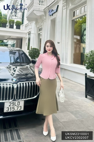 Sơ mi bèo có nơ vai UK Fashion Cao Cấp, Tơ Lụa Mềm Mại dành cho quý cô công sơ UKSM2310001