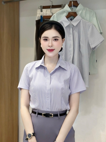 Sơ mi kẻ cổ đức dễ mặc, đơn giản, phù hợp công sở UKSM2504002