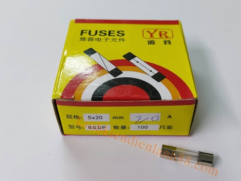 Hộp (100c) Cầu Chì Thủy Tinh 20A 250v 5x20mm Mới 100%.