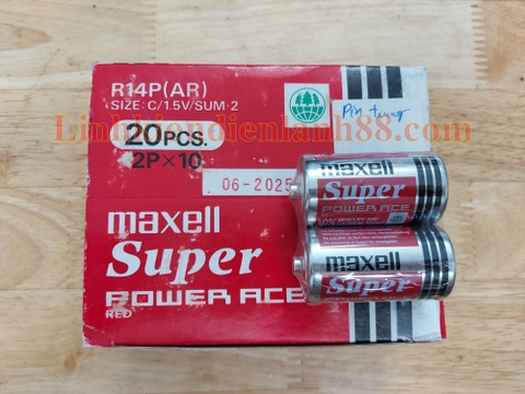 (1 đôi) Pin Maxell Super R14P 15V Loại Trung Mới, Chính Hãng 100%.