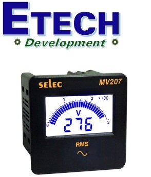 Đồng hồ đo Điện áp Hiển thị 3 số và dải quạt Selec MV207 (72x72)