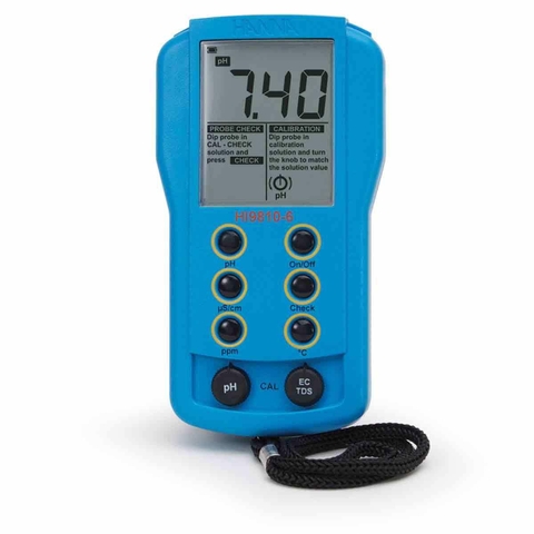 Máy đo pH/EC/TDS/Nhiệt Độ Thang Thấp Có CAL Check HANNA HI9810-6
