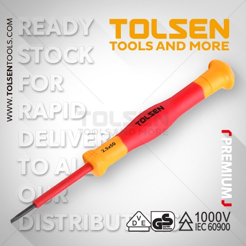 Tua vít 2 cạnh cách điện 1000V Tolsen V31418 (1.8×0.30x50mm)