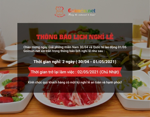 Thông báo: Lịch nghỉ lễ 30/04 - 01/05