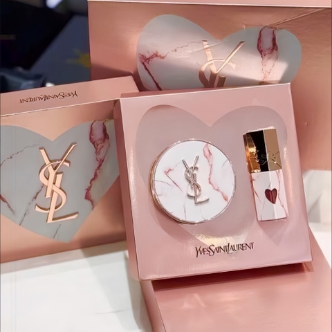 Set YSL 2 món limited vân đá 2025  (cushion + son)