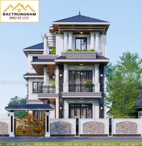 Biệt thự 3 tầng mái Nhật