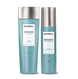 DẦU GỘI TĂNG PHỒNG VÀ DẦU XẢ DẠNG BỌT GOLDWELL KERASILK REPOWER VOLUME 250ML