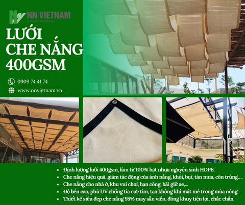 Tại sao Lưới che nắng dệt kim – định lượng 400gsm vẫn là giải pháp che nắng hiệu quả và thẩm mỹ nhất hiện nay