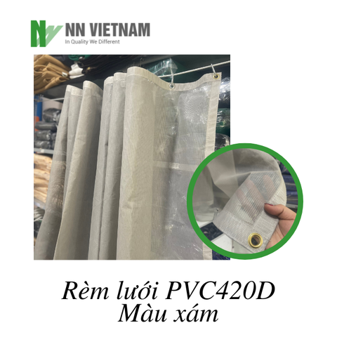 Rèm lưới chắn bụi - Lưới PVC420D màu xám - KHỔ 1.8M